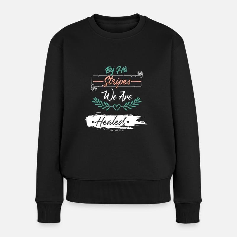 bibelvers heilung - Frauen Premium Bio Pullover - Schwarz
