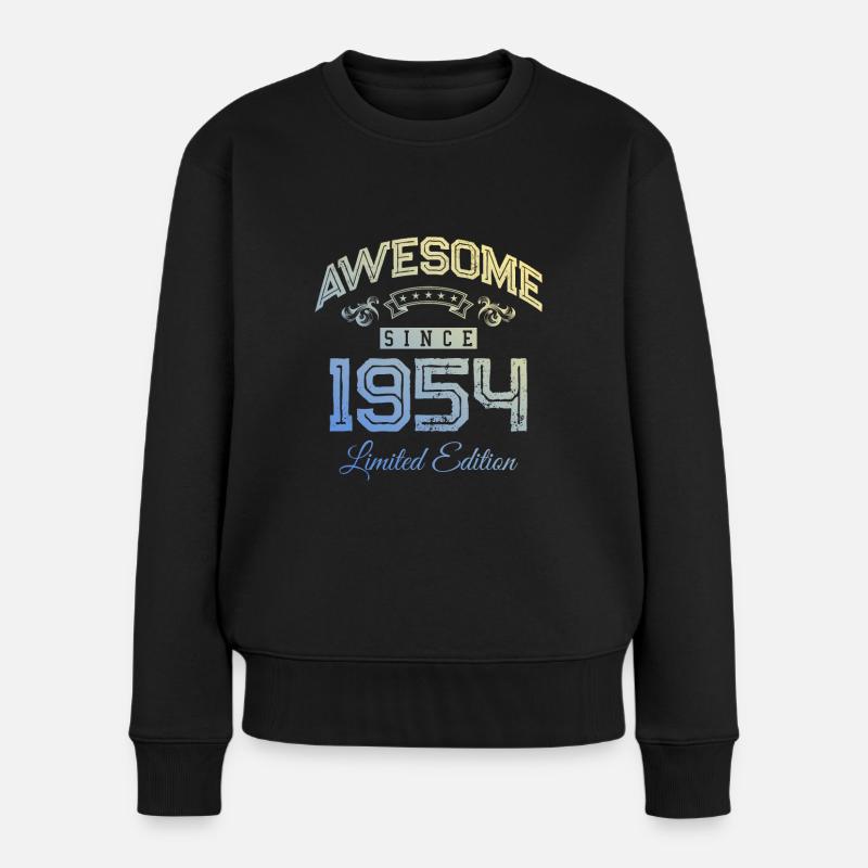 1954 awesome since - Frauen Premium Bio Pullover - Schwarz