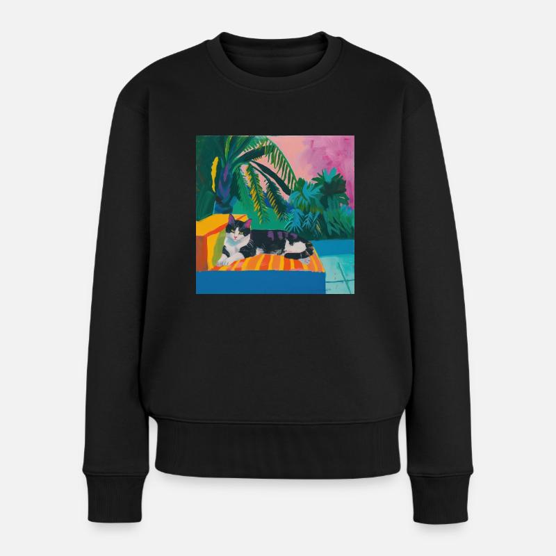 katze, katzen bunt, tier, geschenk, geschenkidee - Frauen Premium Bio Pullover - Schwarz