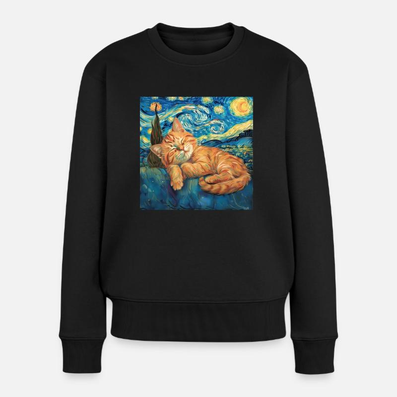 Katze, katzenmotiv, geschenk - Frauen Premium Bio Pullover - Schwarz
