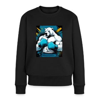 Polar Bär Boxer Kämpfer Eisbär Boxing - Frauen Premium Bio Pullover - Schwarz - Vorne - Julia (174cm)