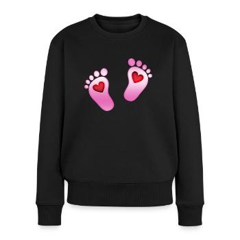 Baby Pieds coeur bébé empreinte maman fille rose pieds - Pull Premium bio Femme - noir - Devant - Julia (174cm)