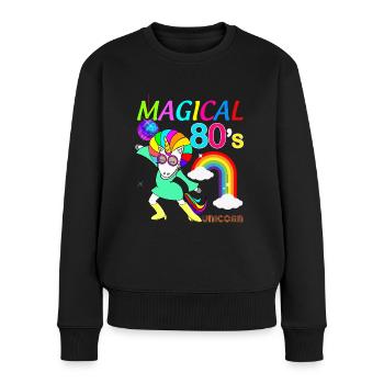 Einhorn Stilvoll Afro Afro 80er Jahre - Frauen Premium Bio Pullover - Schwarz - Vorne - Julia (174cm)