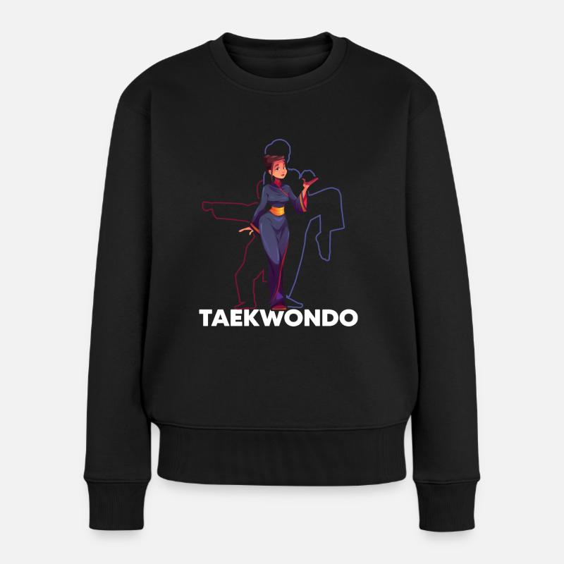 Taekwondo-girl Kampfkunst geisha "tae kwon do" - Frauen Premium Bio Pullover - Schwarz