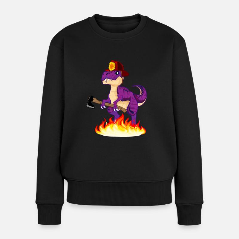 Feuerwehr Dinosaurier - Frauen Premium Bio Pullover - Schwarz