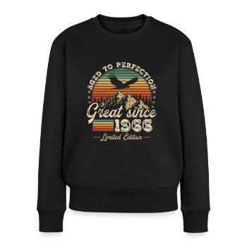 Vintage Born 1966 Vintage Retro Birthday - Women's Premium Organic Jumper - black - Front - Julia (174cm)