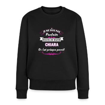 je ne suis pas Parfaite Chiara - Pull Premium bio Femme - noir - Devant - Julia (174cm)