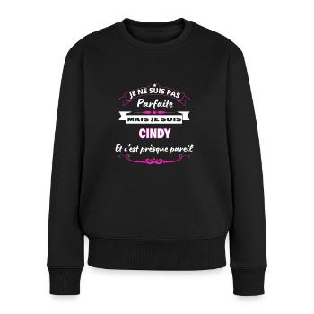 je ne suis pas Parfaite Cindy - Pull Premium bio Femme - noir - Devant - Julia (174cm)