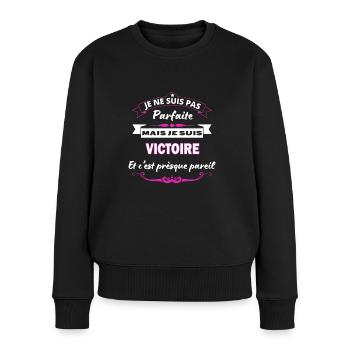 je ne suis pas Parfaite Victoire - Pull Premium bio Femme - noir - Devant - Julia (174cm)