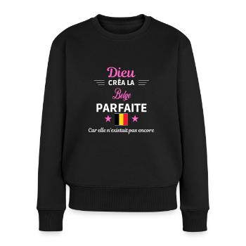 dieu créa la parfaite humour Belge - Pull Premium bio Femme - noir - Devant - Julia (174cm)