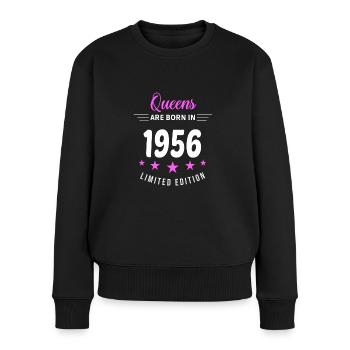 QUEENS ARE BORN IN 1956 - Pull Premium bio Femme - noir - Devant - Julia (174cm)