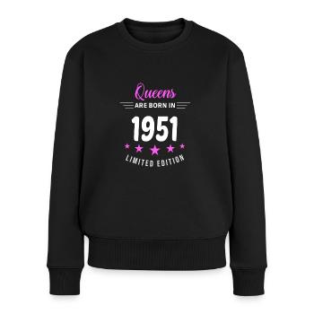 KÖNIGINNEN WERDEN 1951 GEBOREN - Frauen Premium Bio Pullover - Schwarz - Vorne - Julia (174cm)