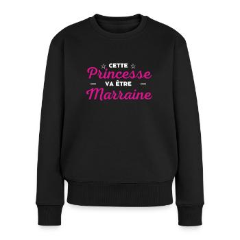 Cette princesse va être Marraine - Pull Premium bio Femme - noir - Devant - Julia (174cm)