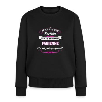 je ne suis pas Parfaite Fabienne - Pull Premium bio Femme - noir - Devant - Julia (174cm)