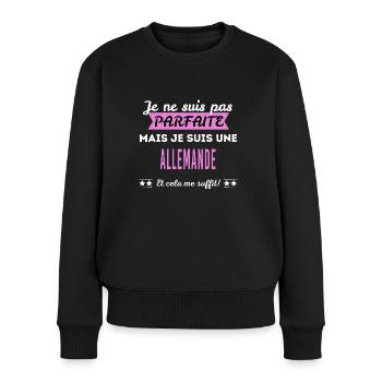 Je ne suis pas parfaite Allemande - Pull Premium bio Femme - noir - Devant - Julia (174cm)