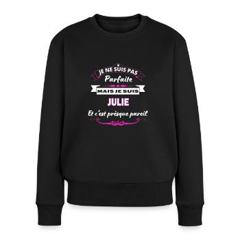 je ne suis pas Parfaite Julie - Pull Premium bio Femme - noir - Devant - Julia (174cm)