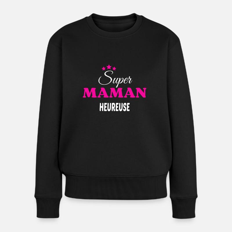 Super maman heureuse citation - Pull Premium bio Femme - noir