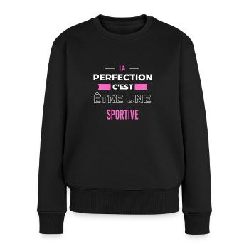 La perfection, c'est être une sportive - Pull Premium bio Femme - noir - Devant - Julia (174cm)