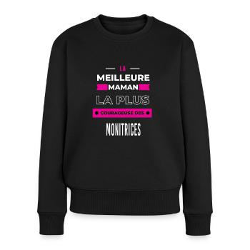 La meilleure maman plus courageuse des monitrices - Pull Premium bio Femme - noir - Devant - Julia (174cm)