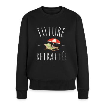 retraite future retraitée humour cadeau femme - Pull Premium bio Femme - noir - Devant - Julia (174cm)