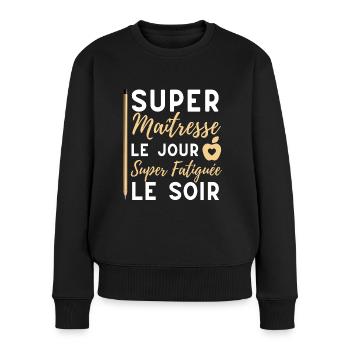 Super maitresse humour maîtresse cadeau femme - Pull Premium bio Femme - noir - Devant - Julia (174cm)