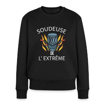 Soudeur humour soudeuse extrême cadeau soudure - Pull Premium bio Femme - noir - Devant - Julia (174cm)
