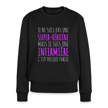 Infirmière super humour infirmiere cadeau femme - Pull Premium bio Femme - noir - Devant - Julia (174cm)