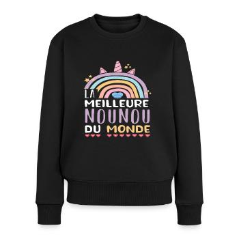 Meilleure nounou du monde humour nourrice cadeau - Pull Premium bio Femme - noir - Devant - Julia (174cm)