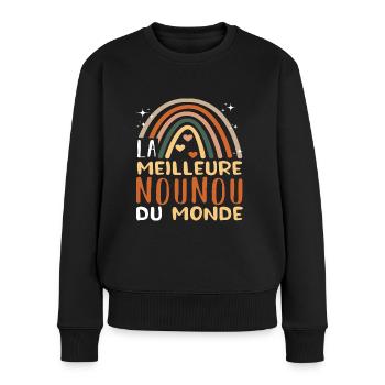 Meilleure nounou du monde humour nourrice cadeau - Pull Premium bio Femme - noir - Devant - Julia (174cm)