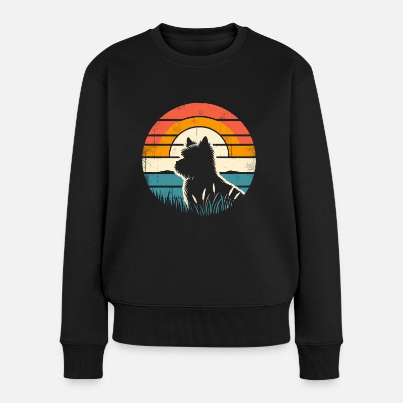 Cairn Terrier Vintage Sunset - Frauen Premium Bio Pullover - Schwarz