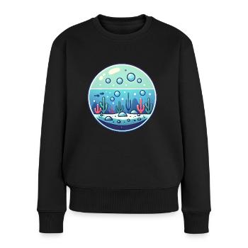Wasserblase - Frauen Premium Bio Pullover - Schwarz - Vorne - Julia (174cm)