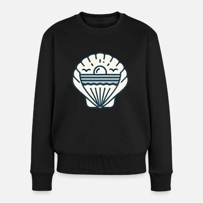 Strandmuschel - Frauen Premium Bio Pullover - Schwarz