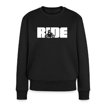 Ride Motorradfahrerin Chopper - Frauen Premium Bio Pullover - Schwarz - Vorne - Julia (174cm)