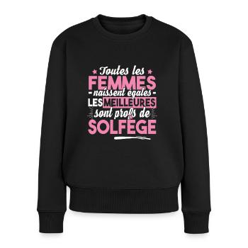 Solfège Prof Professeur Métier Musique Chant - Pull Premium bio Femme - noir - Devant - Julia (174cm)