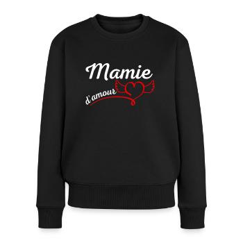 Super mamie d'amour cadeau mamie fête grands-mères - Pull Premium bio Femme - noir - Devant - Julia (174cm)