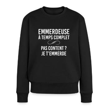 Emmerdeuse A Temps Complet - Pull Premium bio Femme - noir - Devant - Julia (174cm)