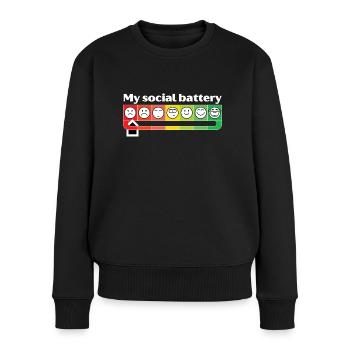 My social battery - Frauen Premium Bio Pullover - Schwarz - Vorne - Julia (174cm)