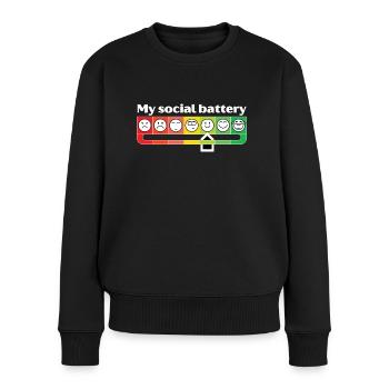My social battery - Frauen Premium Bio Pullover - Schwarz - Vorne - Julia (174cm)