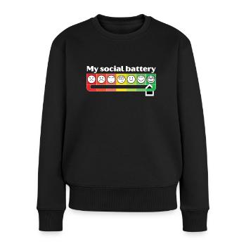 My social battery - Frauen Premium Bio Pullover - Schwarz - Vorne - Julia (174cm)