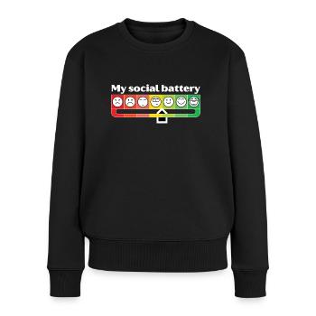 My social battery - Frauen Premium Bio Pullover - Schwarz - Vorne - Julia (174cm)