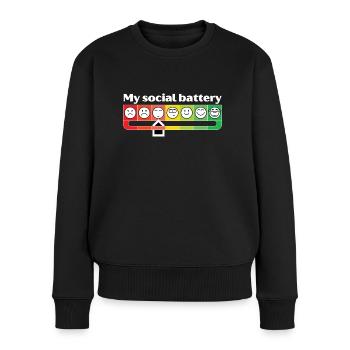 My social battery - Frauen Premium Bio Pullover - Schwarz - Vorne - Julia (174cm)