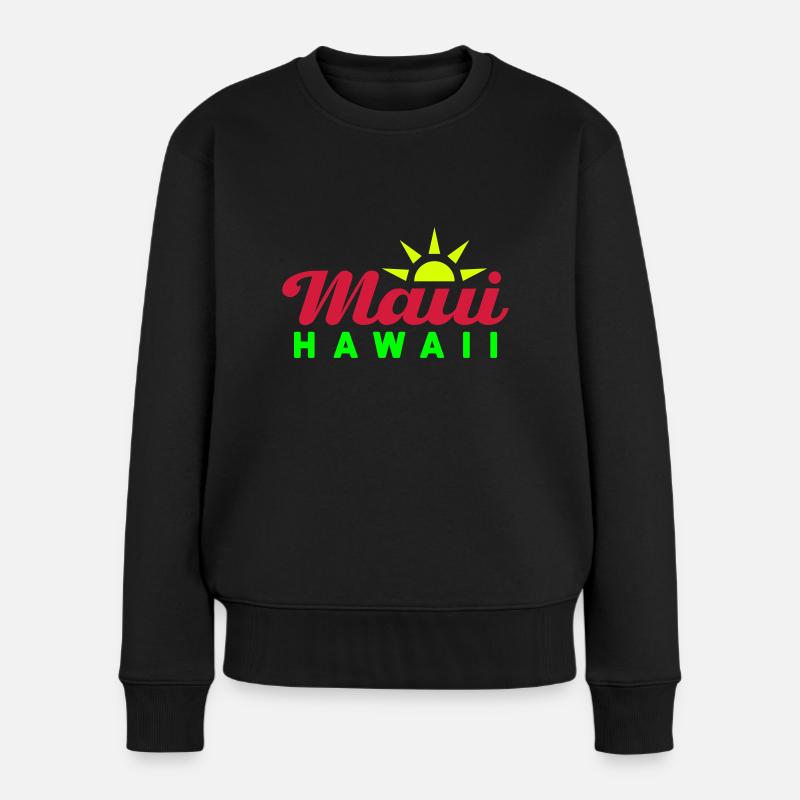 Maui, Hawaii (Sonne, Sonnenstrahlen) - Frauen Premium Bio Pullover - Schwarz