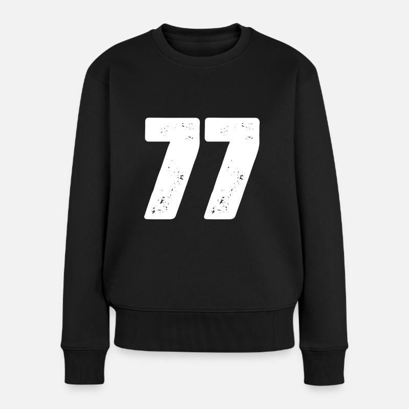 77 Zahl Trikot - Frauen Premium Bio Pullover - Schwarz