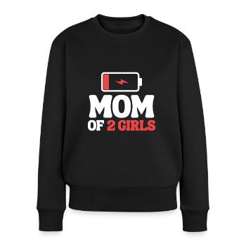 Mom Of 2 Girls Low Battery Funny Mother's Day - Women's Premium Organic Jumper - black - Front - Julia (174cm)
