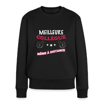 Meilleure Collègue Cadeau Humour Amie - Pull Premium bio Femme - noir - Devant - Julia (174cm)