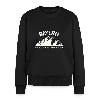 Bayern Heimat Berge Dialekt bayrisch - Frauen Premium Bio Pullover - Schwarz - Vorne - Julia (174cm)