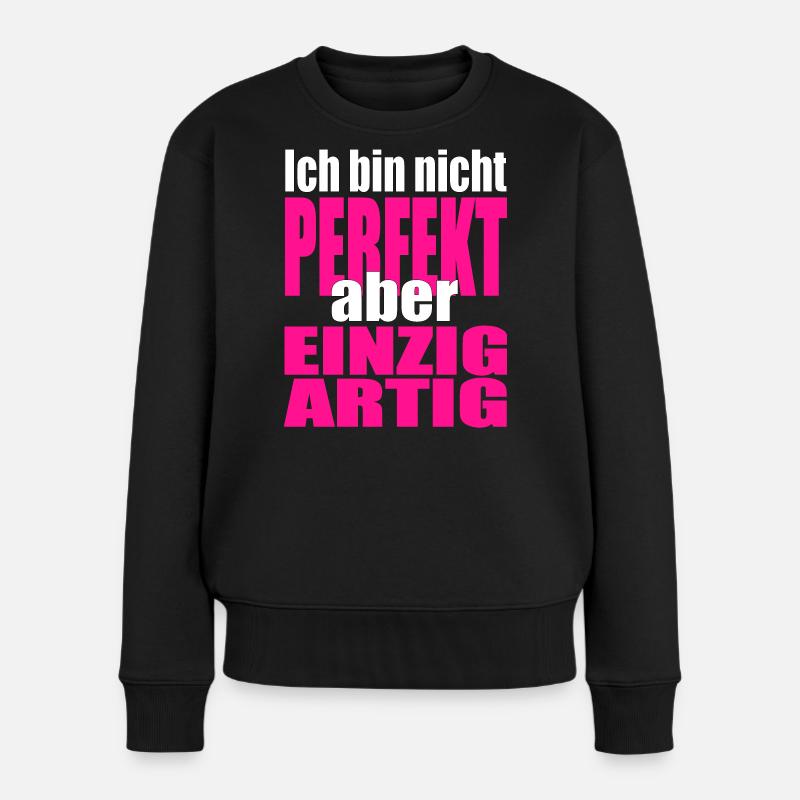 Nicht perfekt, einzigartig in Pink - Frauen Premium Bio Pullover - Schwarz
