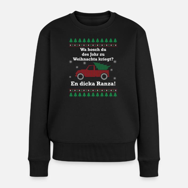 Wa hosch du des Johr zu Weihnachta kriegt? - Frauen Premium Bio Pullover - Schwarz