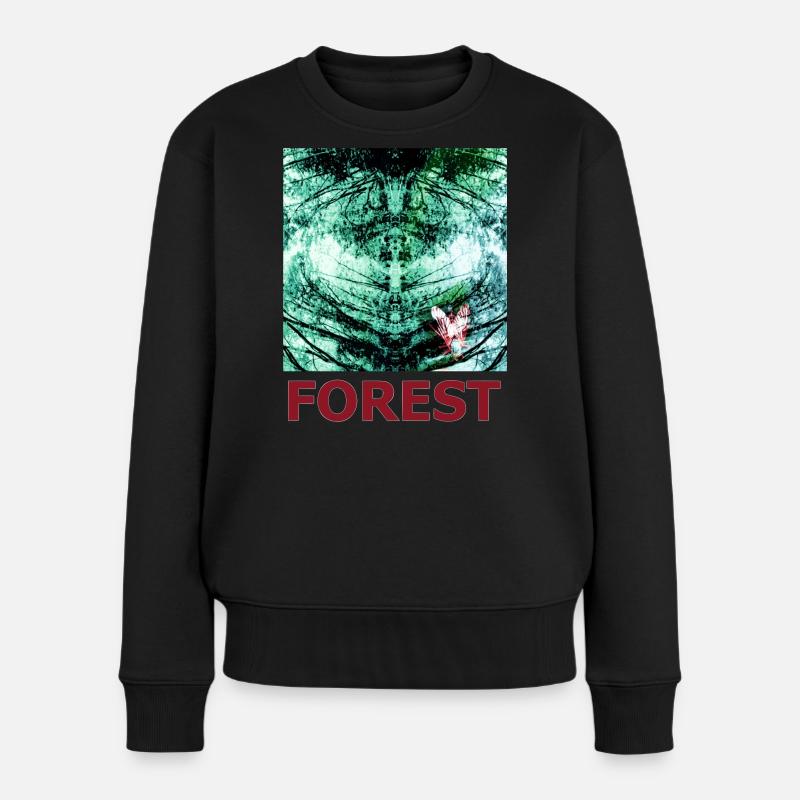 Reflet de la forêt et papillon - Pull Premium bio Femme - noir