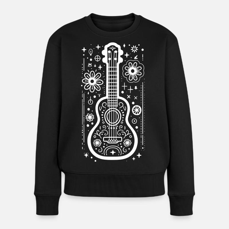 Ukulele Zeichnung - Frauen Premium Bio Pullover - Schwarz